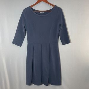 Boden Dress Womens Size 8 Navy Blue Fit and Flare Knee Length Pleated